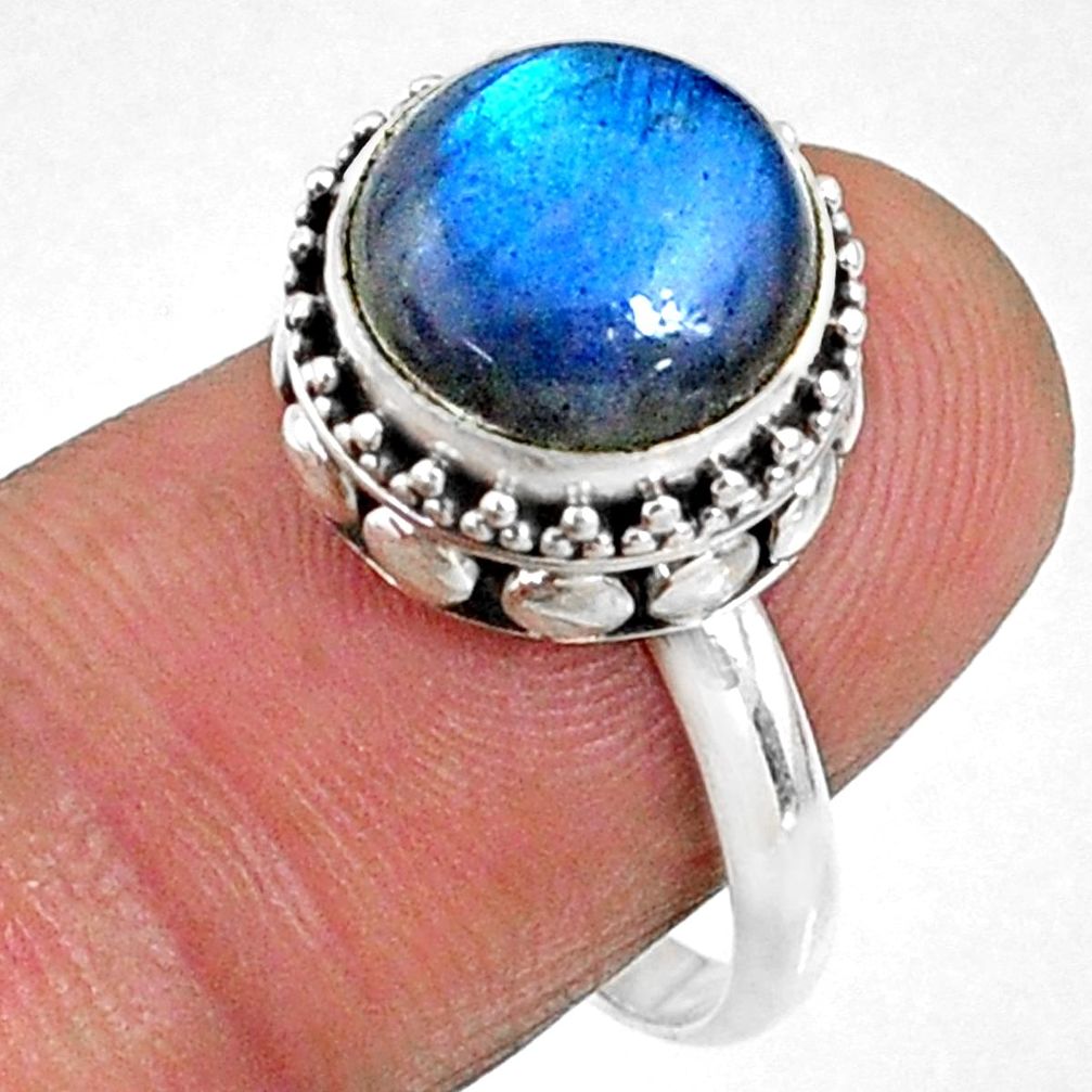 925 silver 11.63cts natural blue labradorite solitaire ring size 7.5 r66415