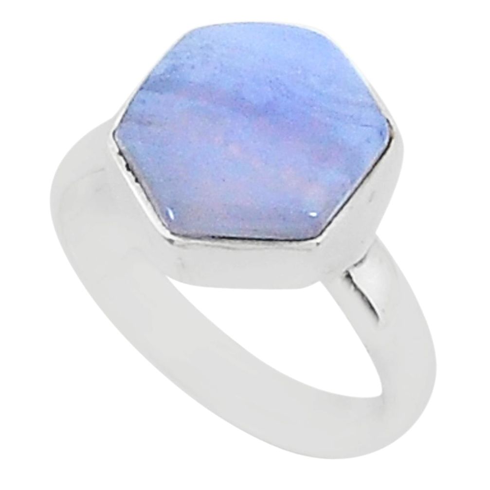 925 silver 5.84cts natural blue lace agate solitaire ring jewelry size 7 r96869