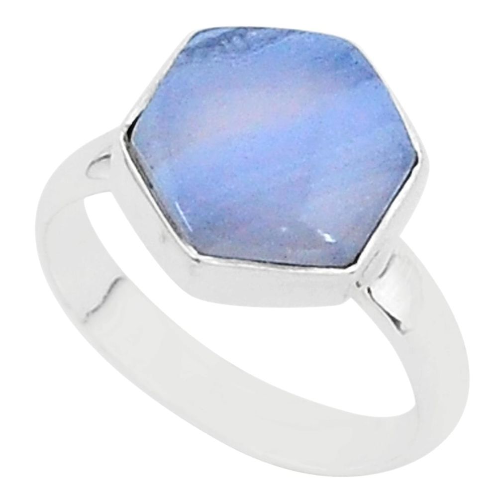 925 silver 6.39cts natural blue lace agate solitaire ring jewelry size 8 r96874