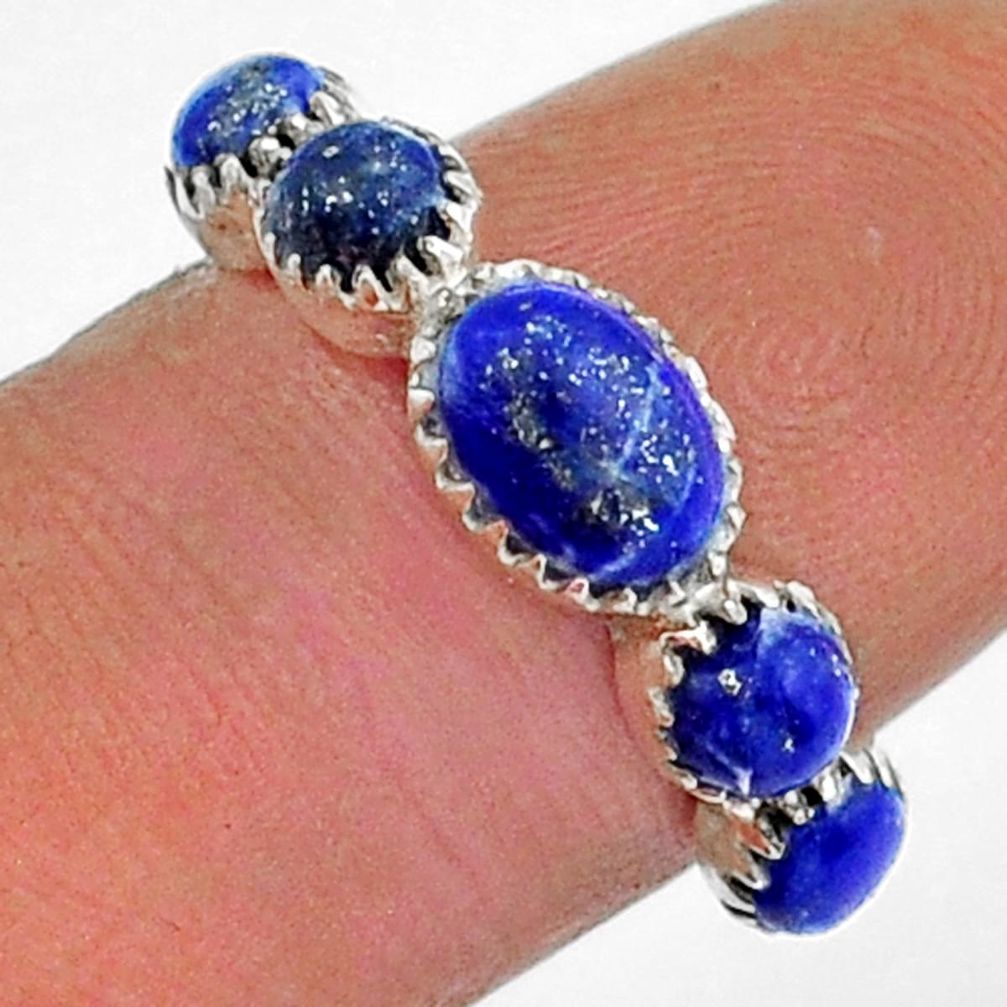 925 silver 3.73cts natural blue lapis lazuli oval infinity ring size 5.5 y18312