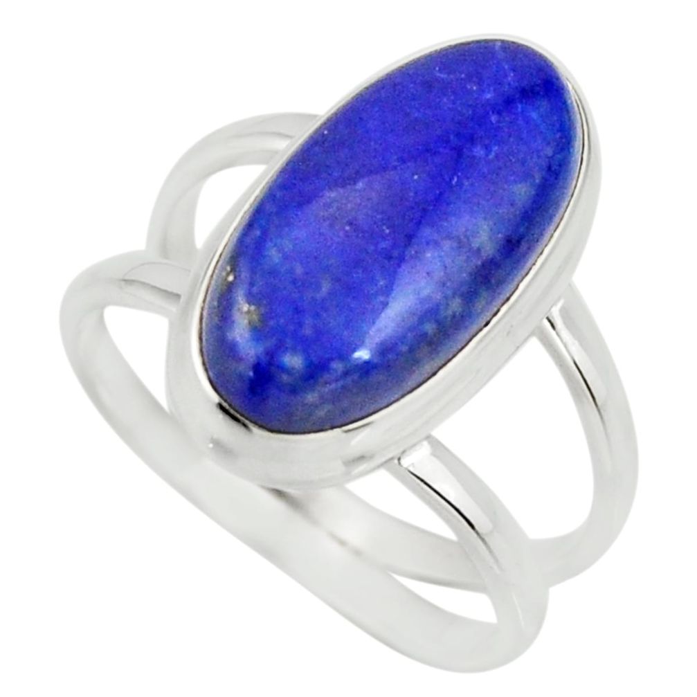 925 silver 6.48cts natural blue lapis lazuli oval solitaire ring size 8.5 r27158