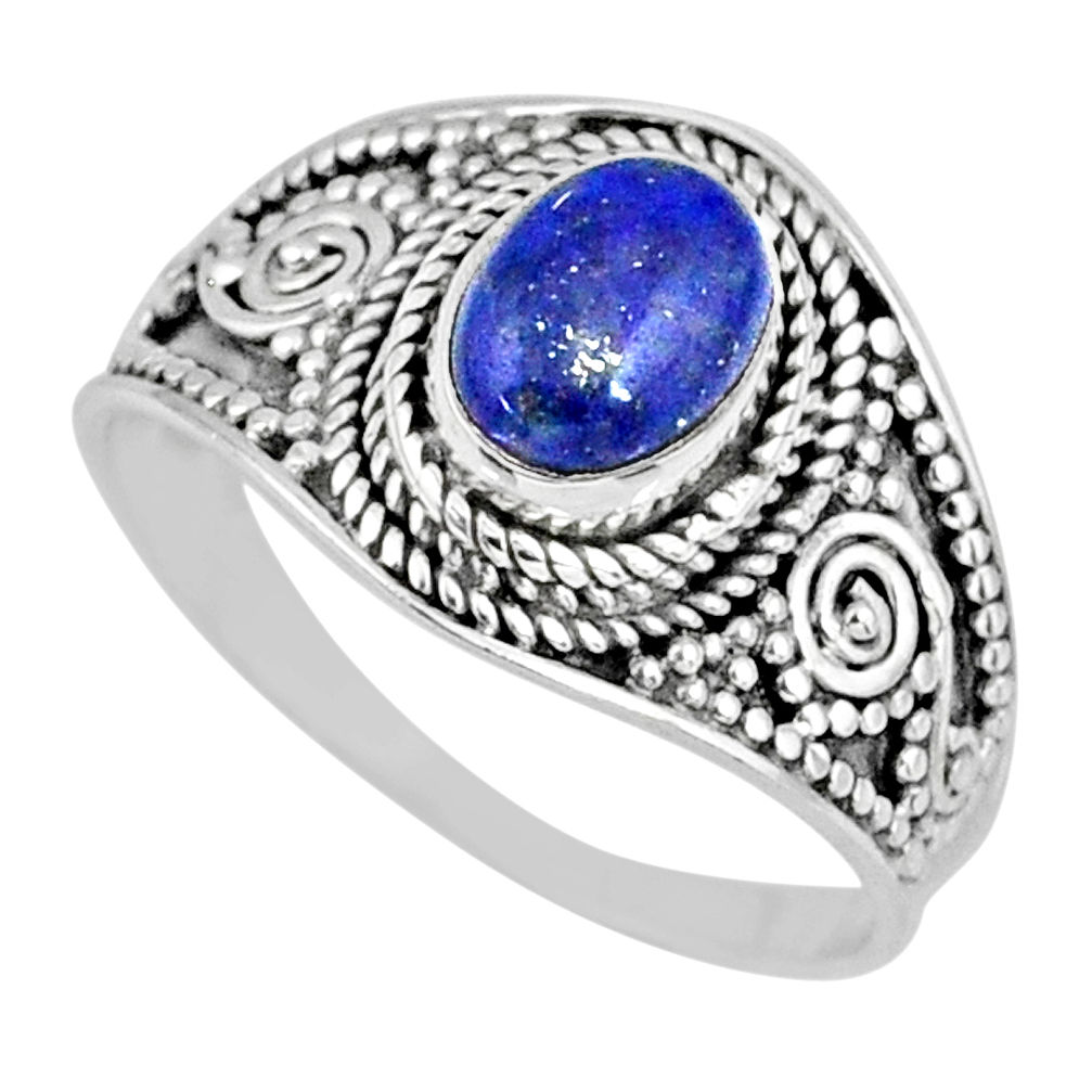 925 silver 2.09cts natural blue lapis lazuli oval solitaire ring size 9 r57980