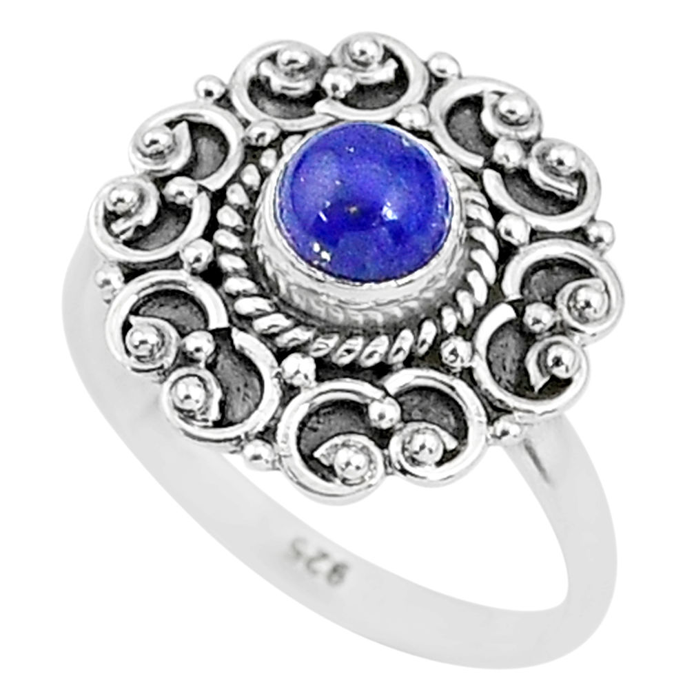 925 silver 0.82cts natural blue lapis lazuli solitaire ring jewelry size 7 t4029