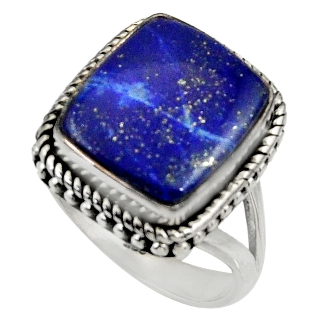925 silver 8.28cts natural blue lapis lazuli solitaire ring size 8.5 r28251