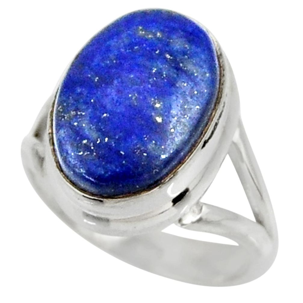 925 silver 9.65cts natural blue lapis lazuli solitaire ring size 7.5 r28277