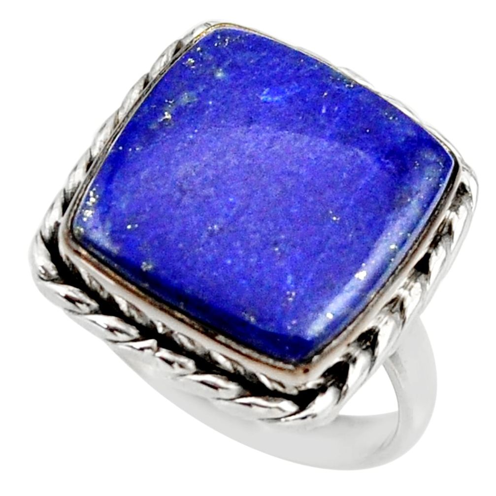 925 silver 11.54cts natural blue lapis lazuli solitaire ring size 8.5 r28751