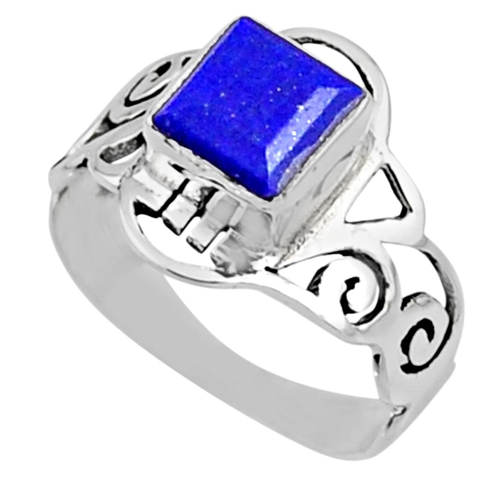 925 silver 2.81cts natural blue lapis lazuli solitaire ring size 8.5 r54433