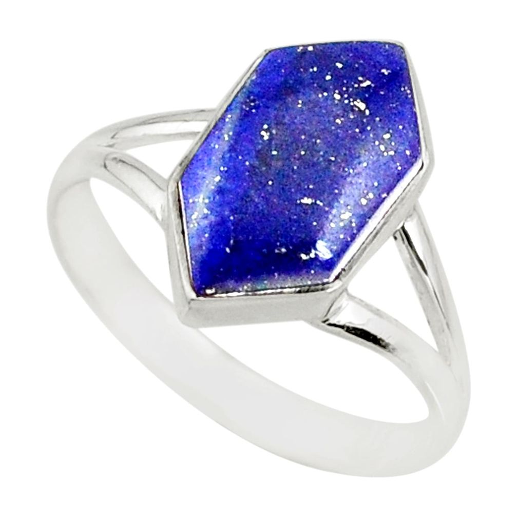 925 silver 5.57cts natural blue lapis lazuli solitaire ring size 9.5 r80230