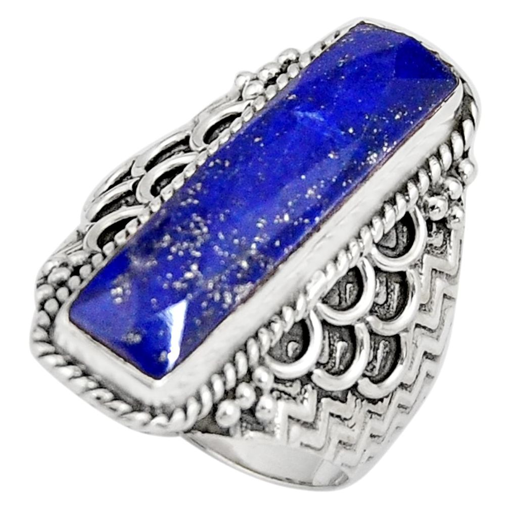 925 silver 6.54cts natural blue lapis lazuli solitaire ring size 7 r21379