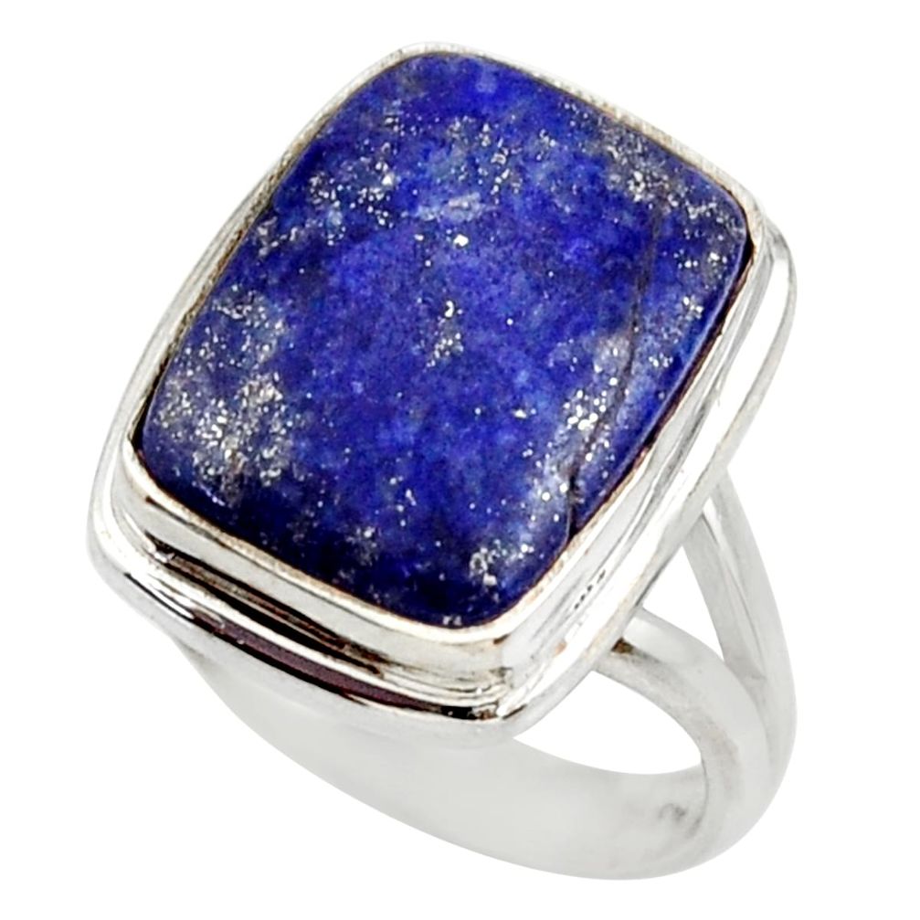 925 silver 10.30cts natural blue lapis lazuli solitaire ring size 7 r28746