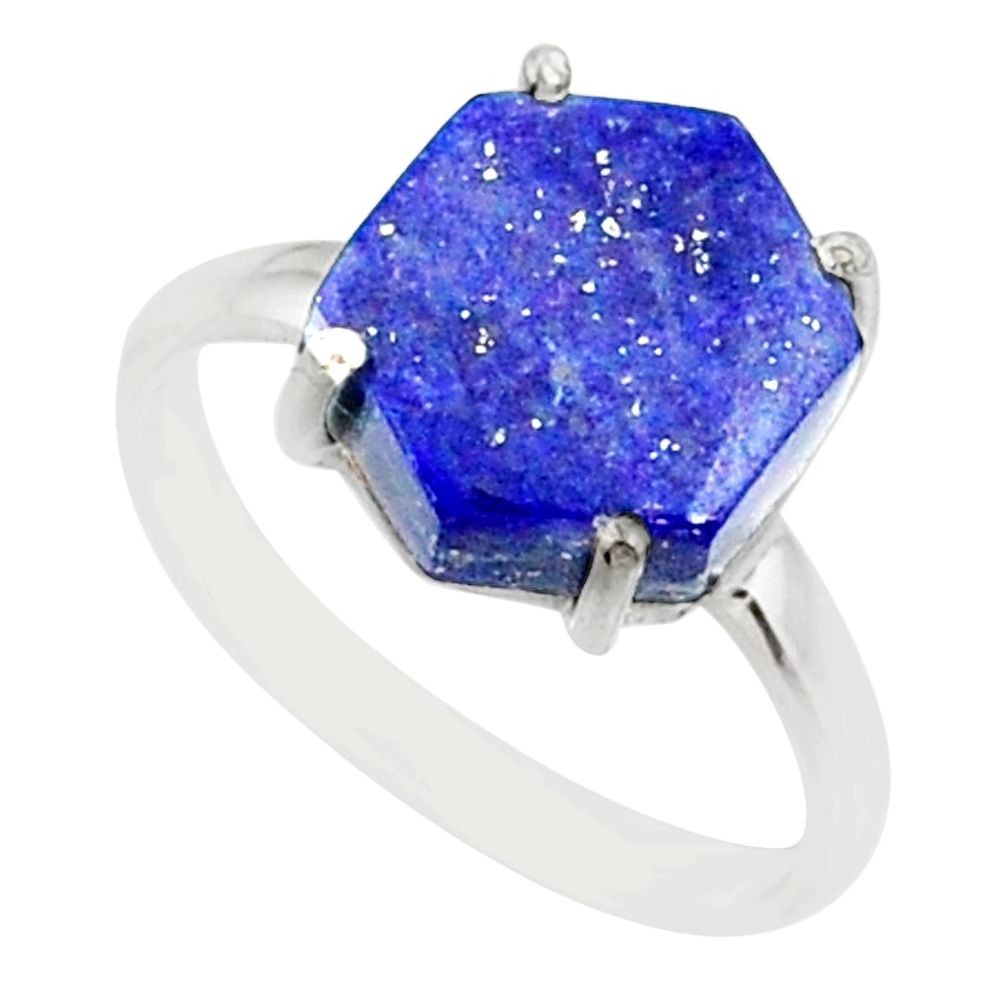 925 silver 4.91cts natural blue lapis lazuli solitaire ring size 7 r81937