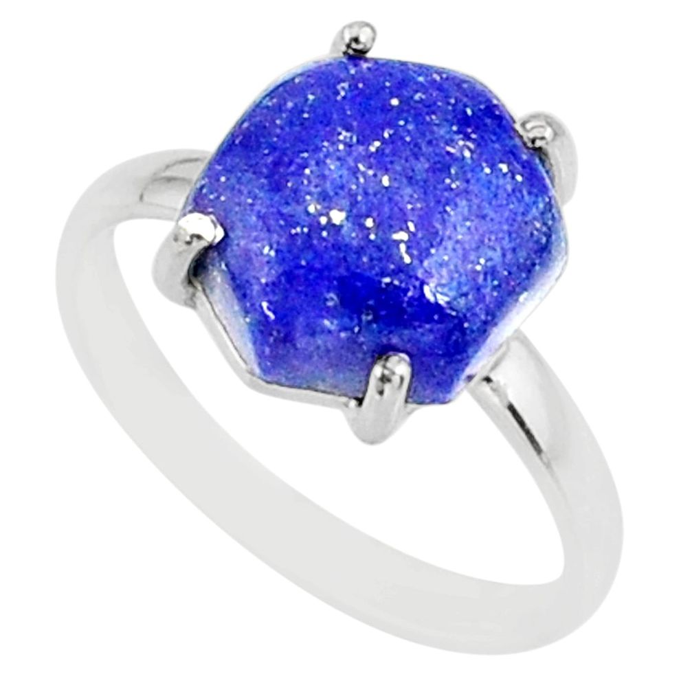 925 silver 4.50cts natural blue lapis lazuli solitaire ring size 7 r81959