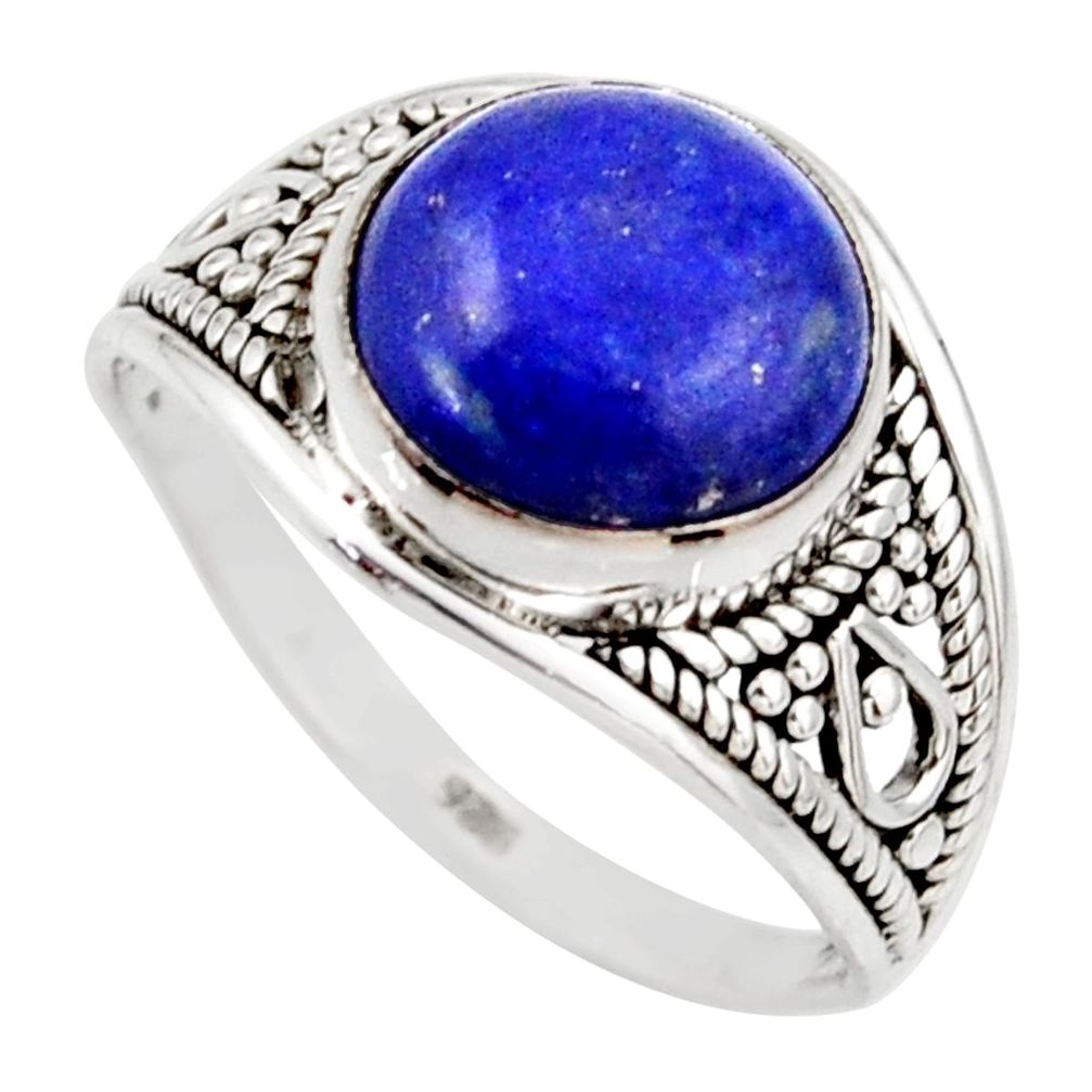 925 silver 5.22cts natural blue lapis lazuli solitaire ring size 8 r35433