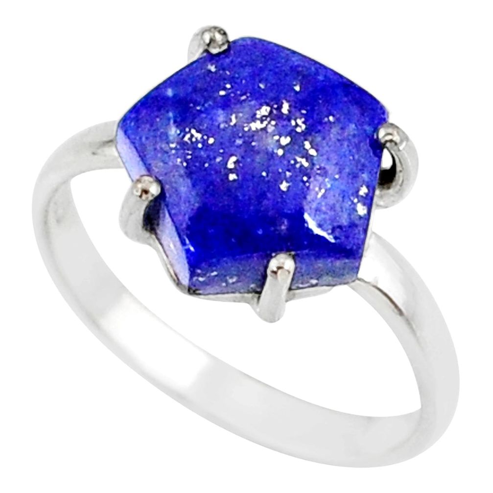 925 silver 5.51cts natural blue lapis lazuli solitaire ring size 8 r81876