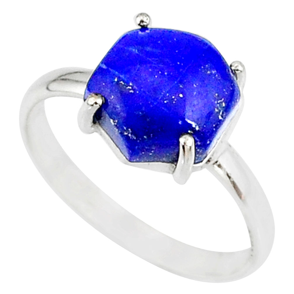 925 silver 5.13cts natural blue lapis lazuli solitaire ring size 9 r81873