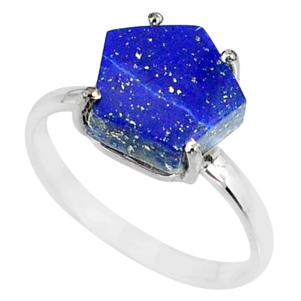 925 silver 5.54cts natural blue lapis lazuli solitaire ring size 9 r82059