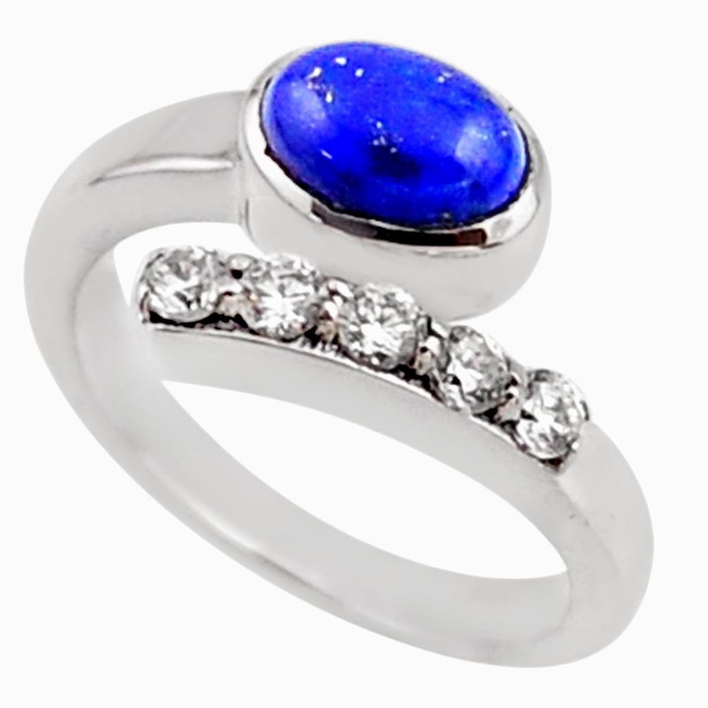 925 silver 3.91cts natural blue lapis lazuli topaz adjustable ring size 7 r54548