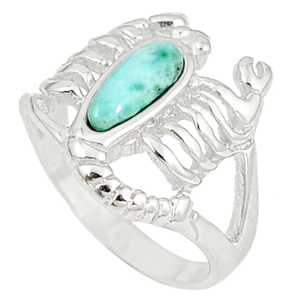 925 silver natural blue larimar scorpion charm ring size 6.5 a60706 c15194