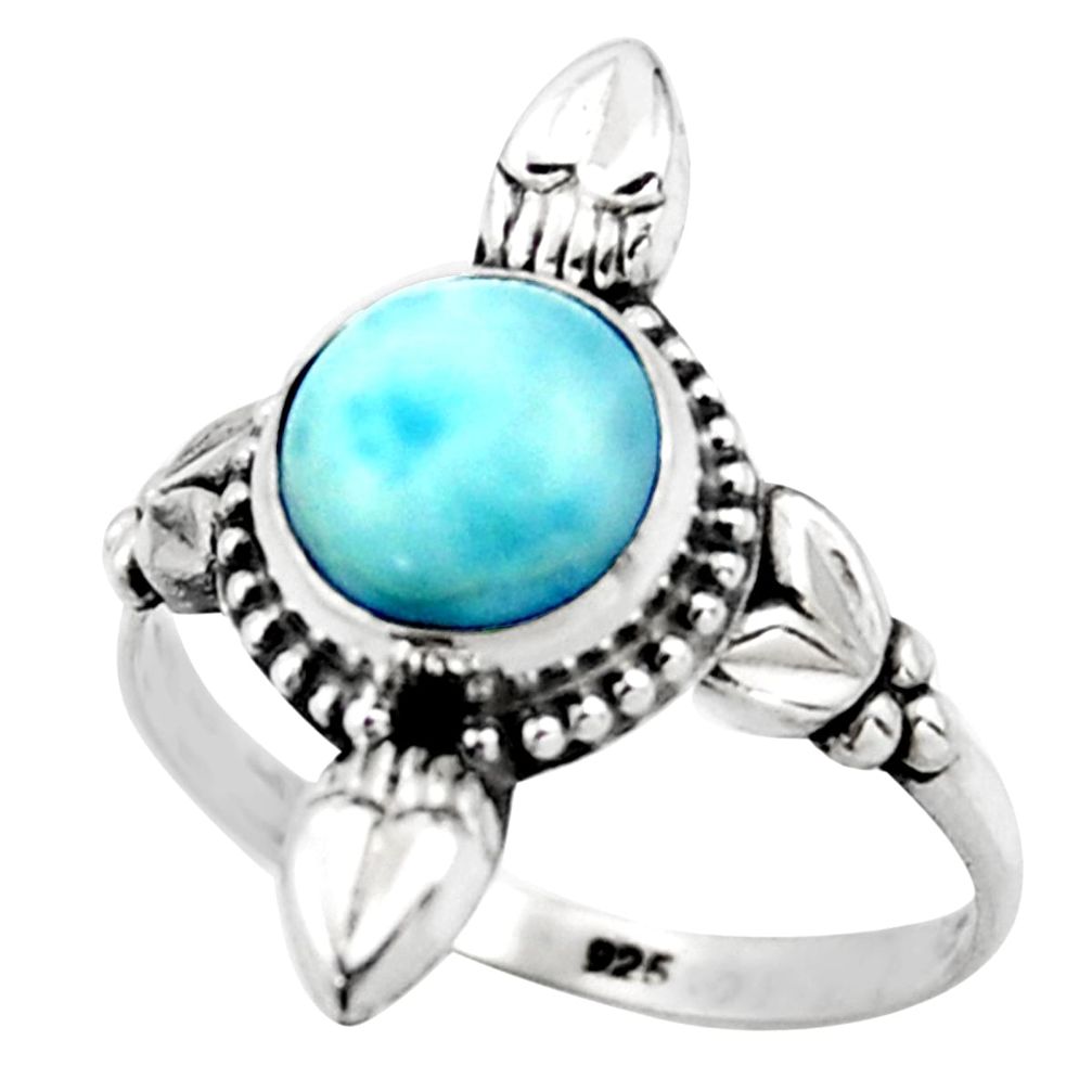 925 silver 2.92cts natural blue larimar solitaire ring jewelry size 8.5 r41424