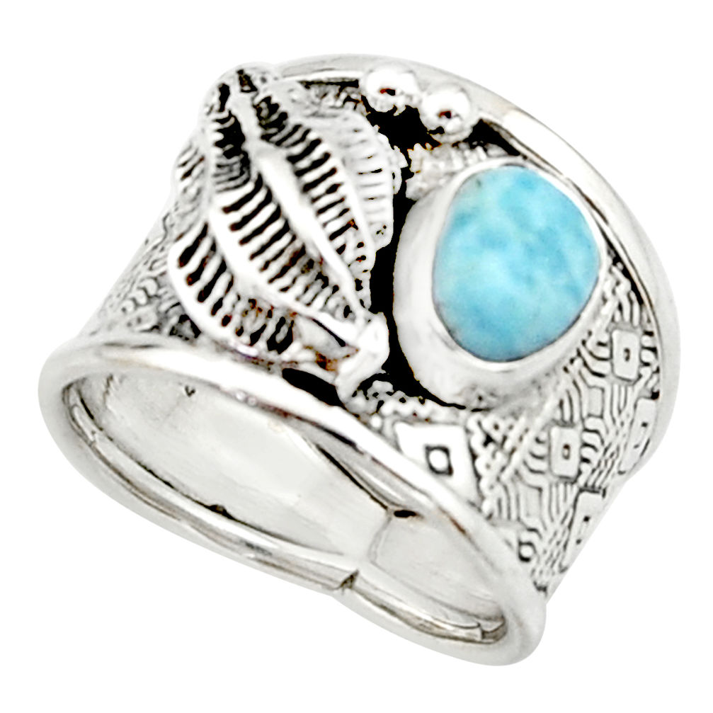 925 silver 2.40cts natural blue larimar solitaire ring jewelry size 7 r22395