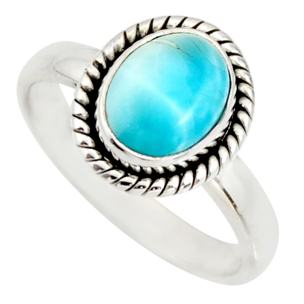 925 silver 3.31cts natural blue larimar solitaire ring jewelry size 7 r26377