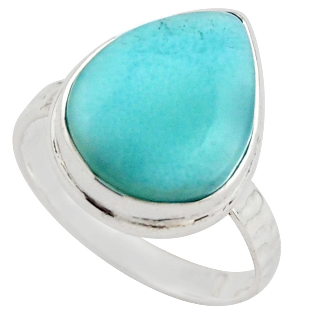 925 silver 8.37cts natural blue larimar solitaire ring jewelry size 8 r21444