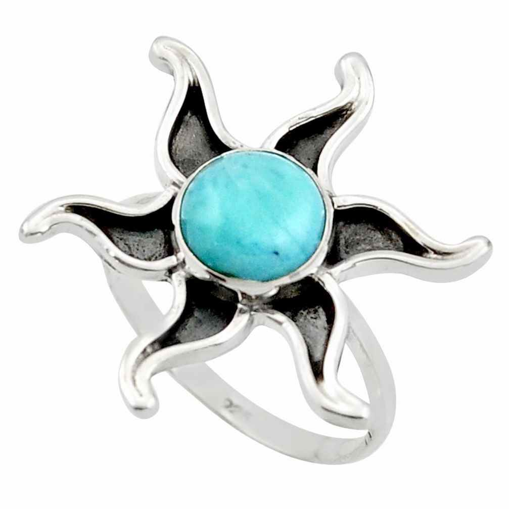 925 silver 3.26cts natural blue larimar solitaire ring jewelry size 8 r41464