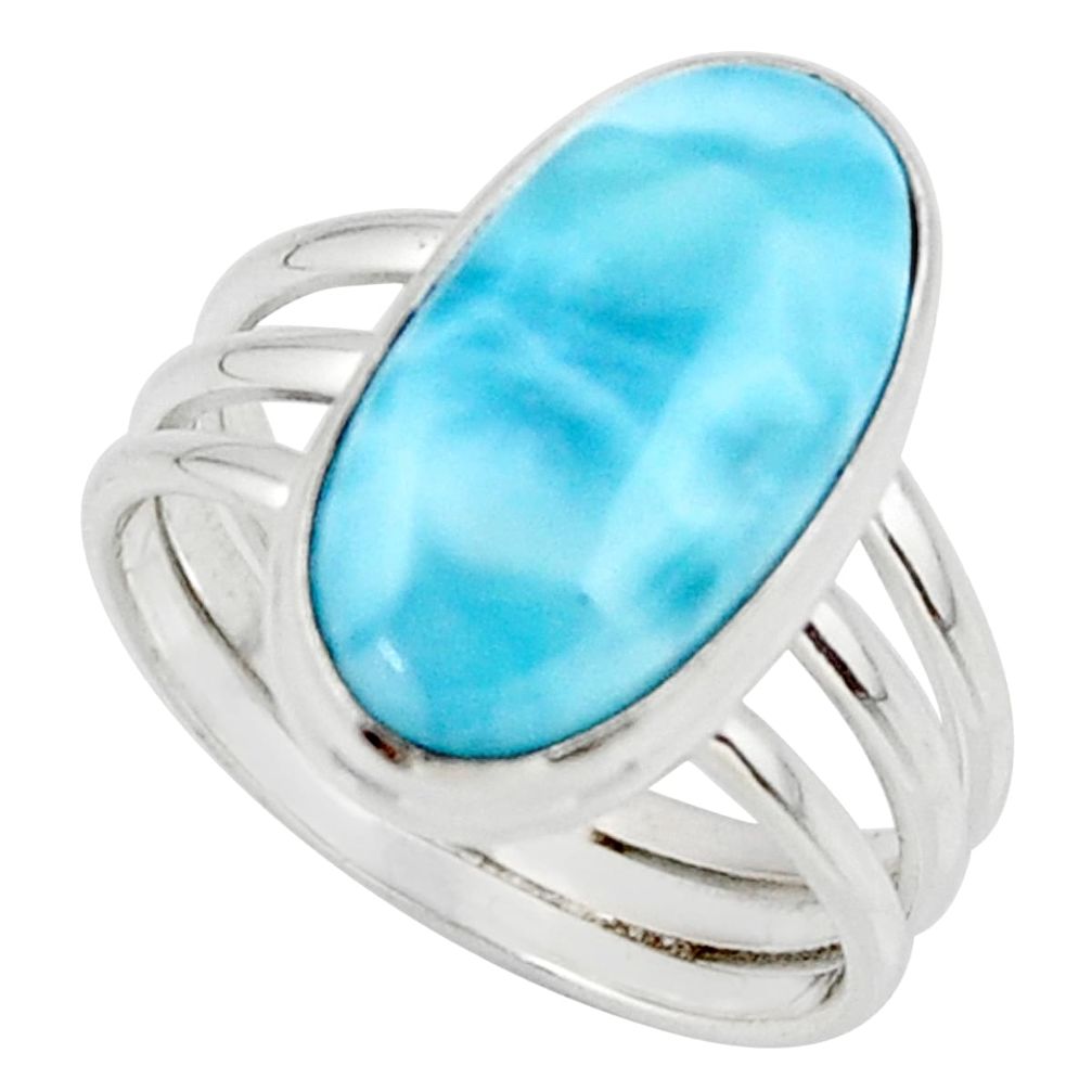 925 silver 8.14cts natural blue larimar solitaire ring jewelry size 8 r48089