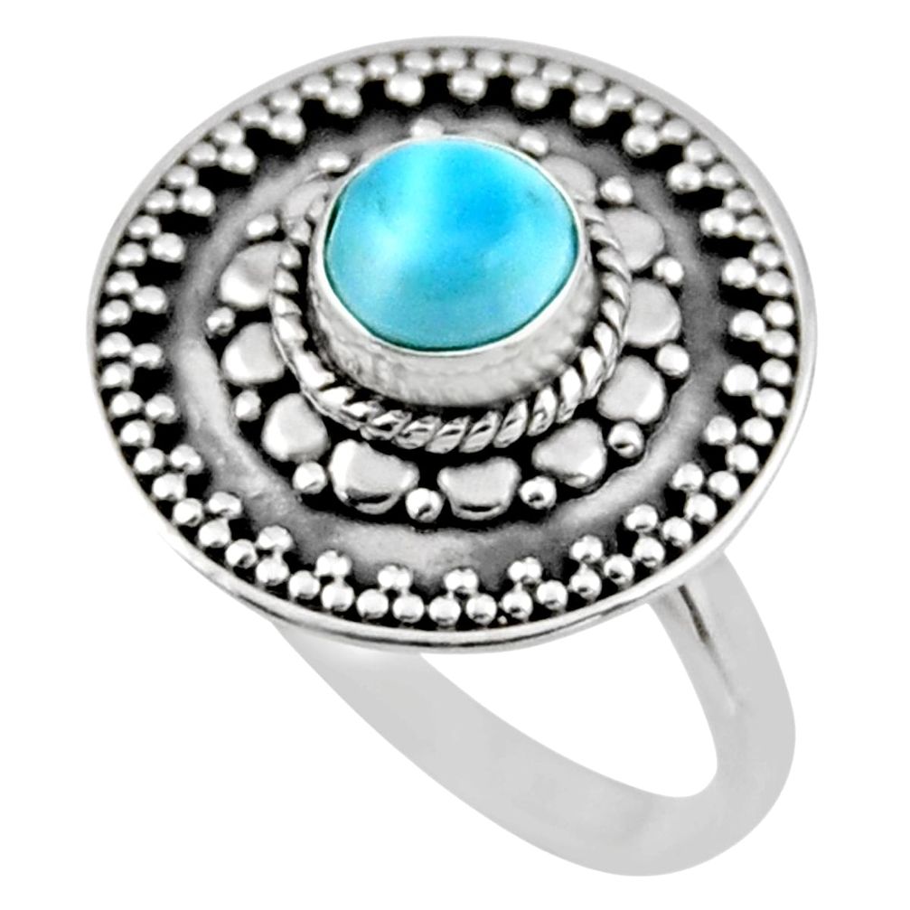 925 silver 1.16cts natural blue larimar solitaire ring jewelry size 8 r54367