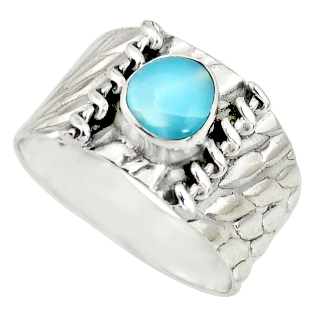 925 silver 2.02cts natural blue larimar solitaire ring jewelry size 9 r34444