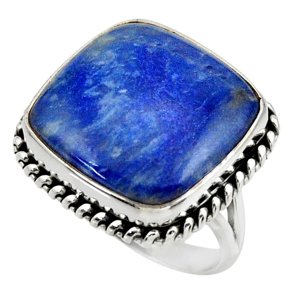 925 silver 17.64cts natural blue quartz palm stone solitaire ring size 8 r28620