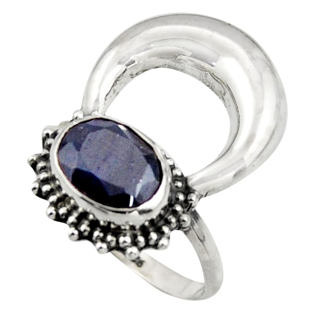 925 silver 2.90cts natural blue sapphire half moon ring jewelry size 7 r41629