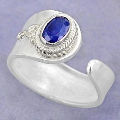 925 silver 1.56cts natural blue sapphire oval adjustable ring size 8.5 t88154