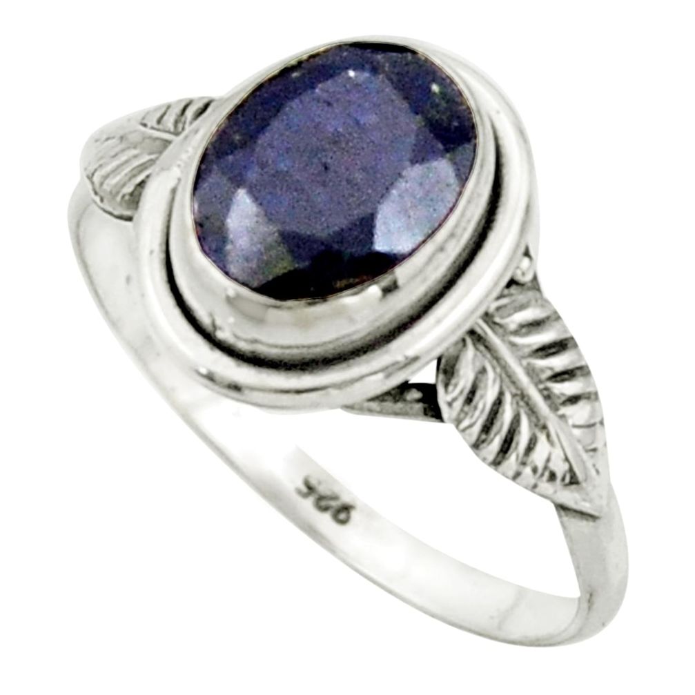 925 silver 3.00cts natural blue sapphire solitaire ring jewelry size 8.5 r41512