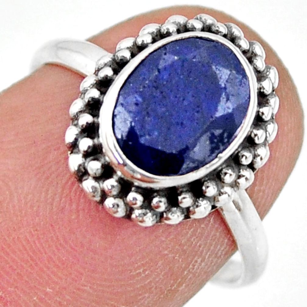 925 silver 3.06cts natural blue sapphire solitaire ring jewelry size 7 r41393