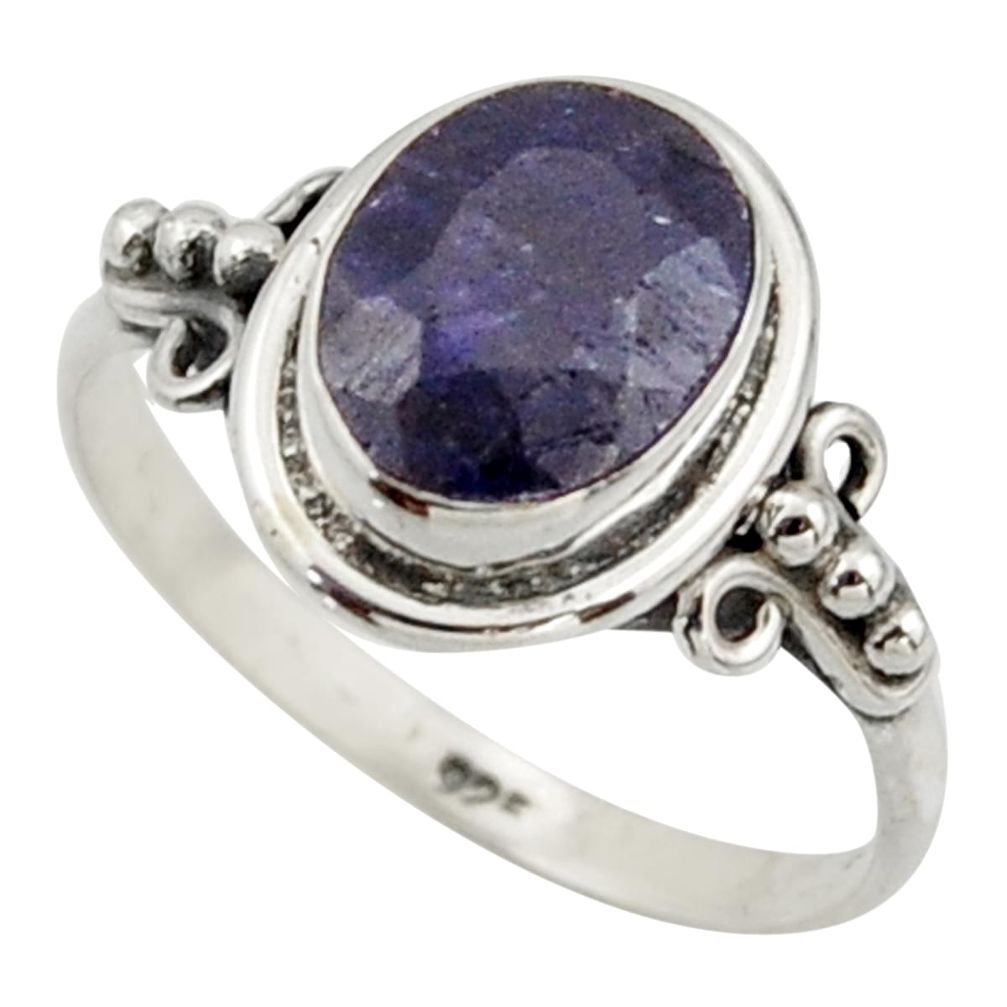 925 silver 3.29cts natural blue sapphire solitaire ring jewelry size 7 r41585