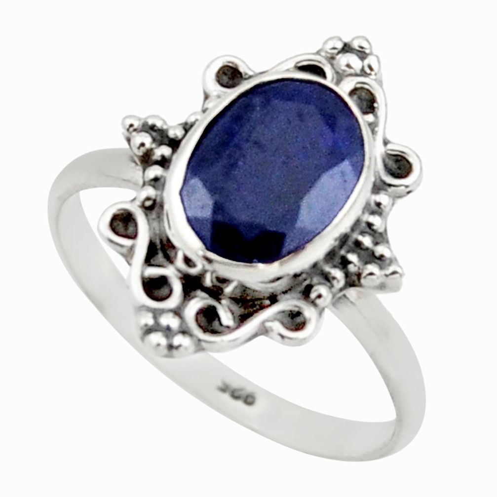 925 silver 3.05cts natural blue sapphire solitaire ring jewelry size 9 r41485