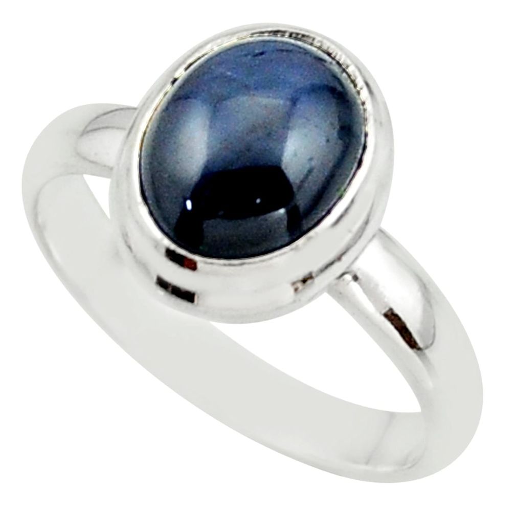 925 silver 4.07cts natural blue star sapphire solitaire ring size 6.5 r41744