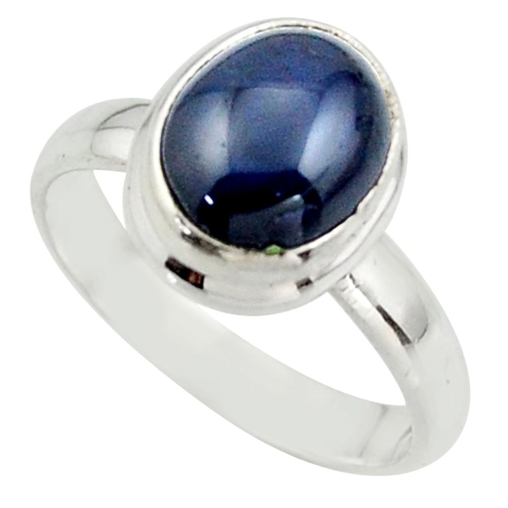925 silver 3.93cts natural blue star sapphire solitaire ring size 5.5 r41750