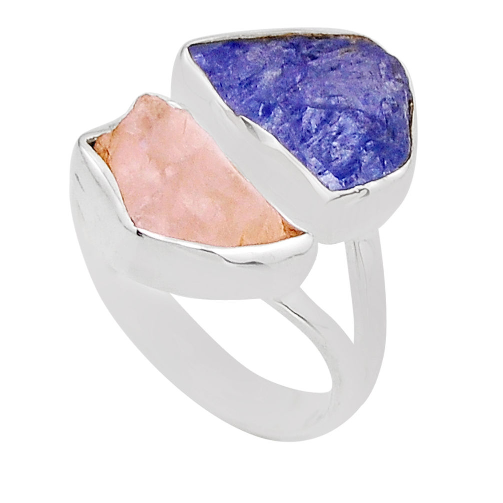 925 silver 7.91cts natural blue tanzanite kunzite rough ring size 6.5 y94694