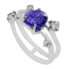 925 silver 3.37cts natural blue tanzanite rough fancy topaz ring size 7 n49635