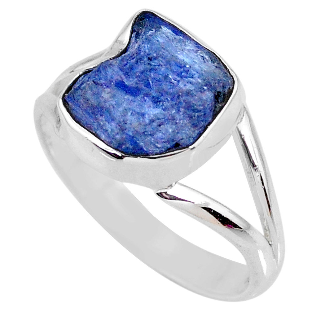 925 silver 5.24cts natural blue tanzanite rough solitaire ring size 9.5 r61895
