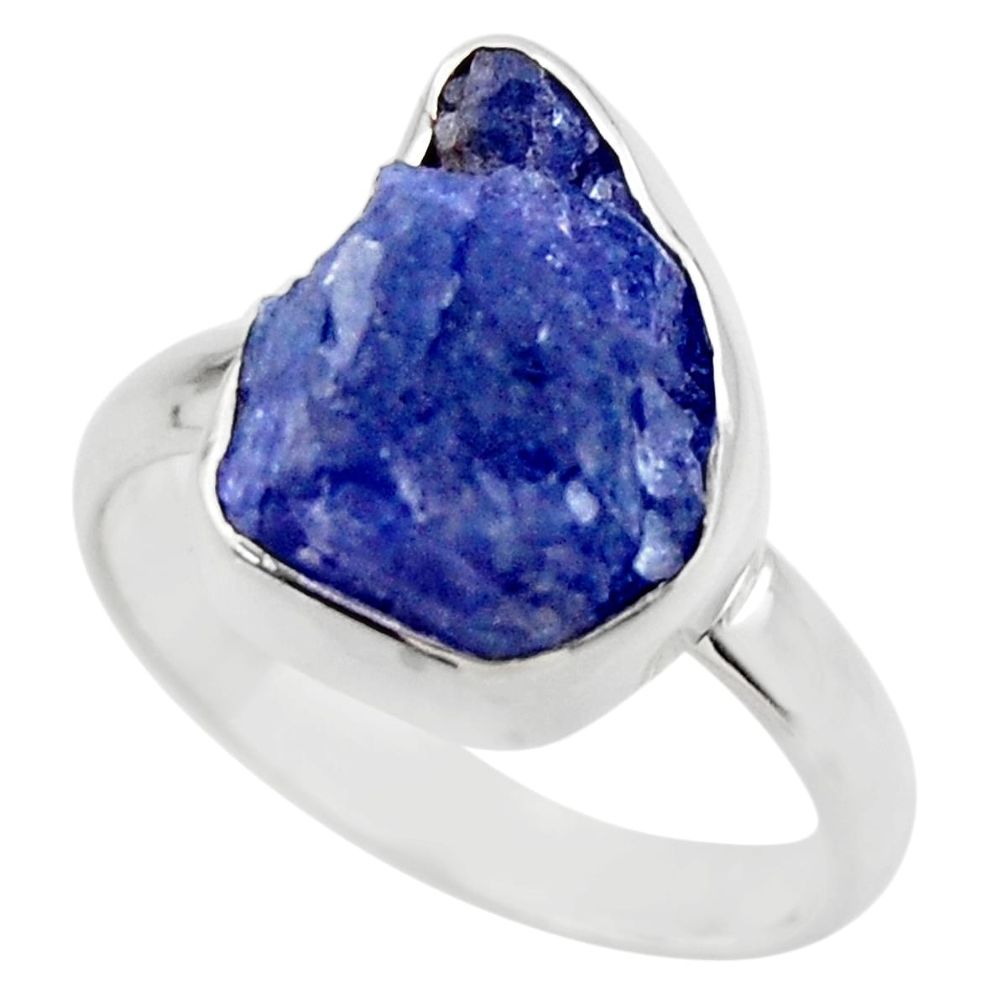 925 silver 6.70cts natural blue tanzanite rough solitaire ring size 7 r29564