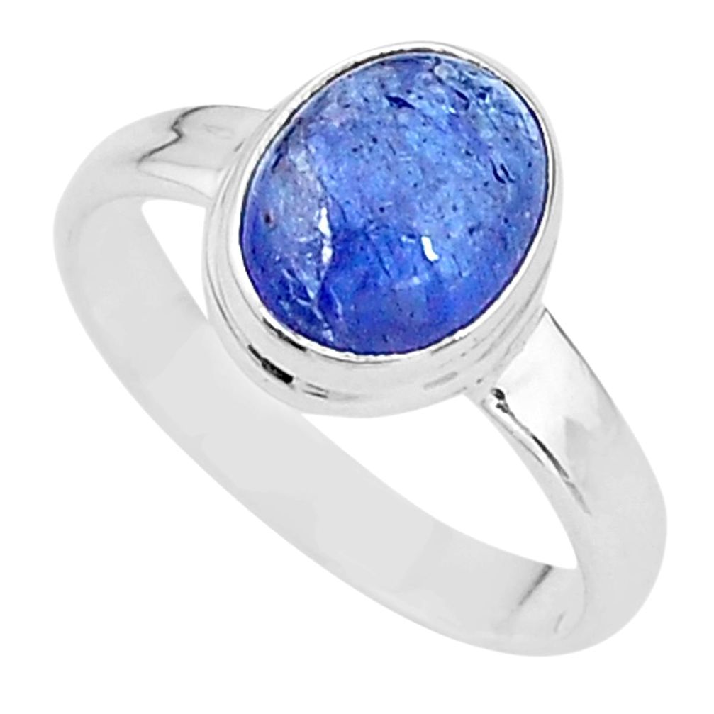 925 silver 3.98cts natural blue tanzanite solitaire ring jewelry size 7.5 t13017