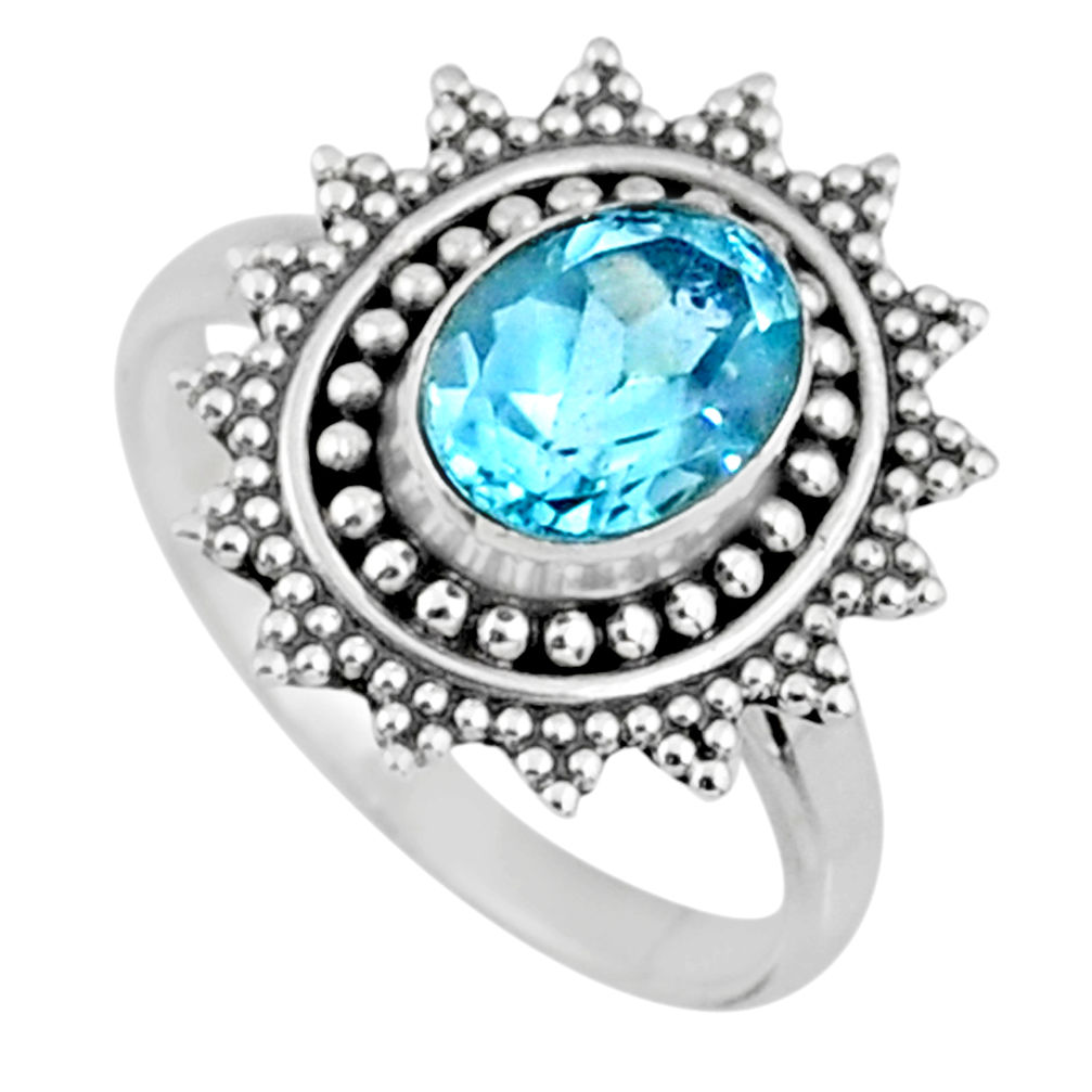 925 silver 2.17cts natural blue topaz solitaire ring jewelry size 6.5 r57499