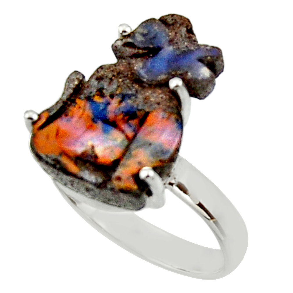 925 silver 11.13cts natural boulder opal carving solitaire ring size 8.5 r30164