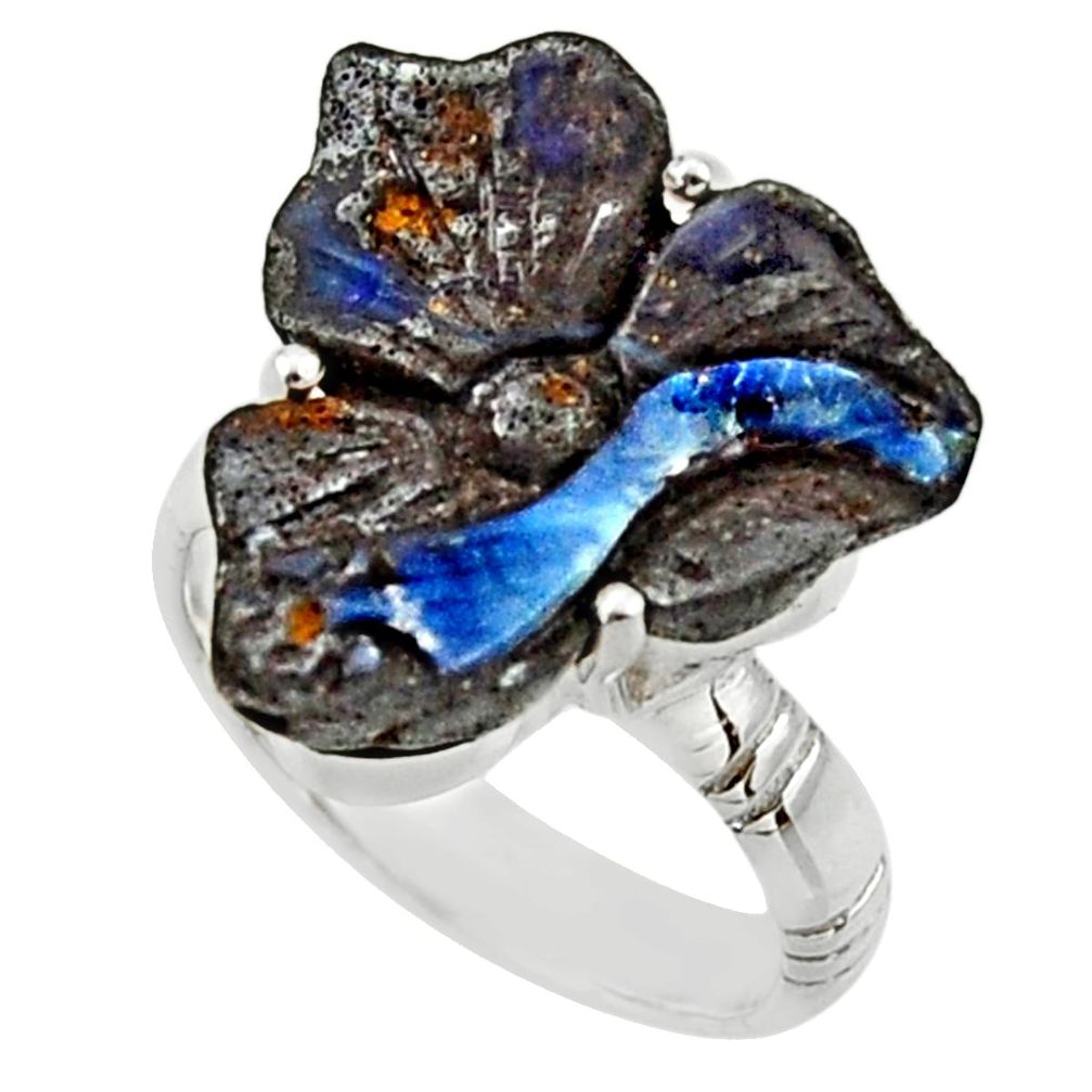 925 silver 14.42cts natural boulder opal carving solitaire ring size 7 r30154