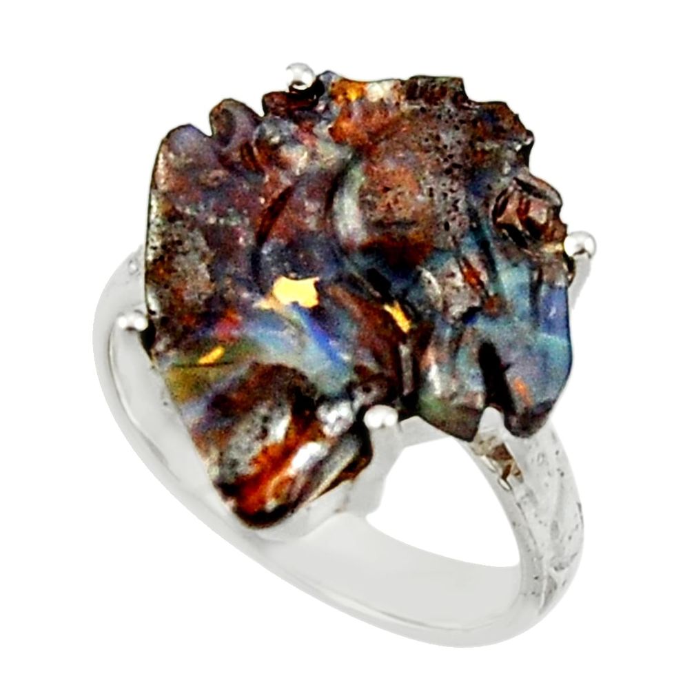 925 silver 12.62cts natural boulder opal carving solitaire ring size 8 r30177