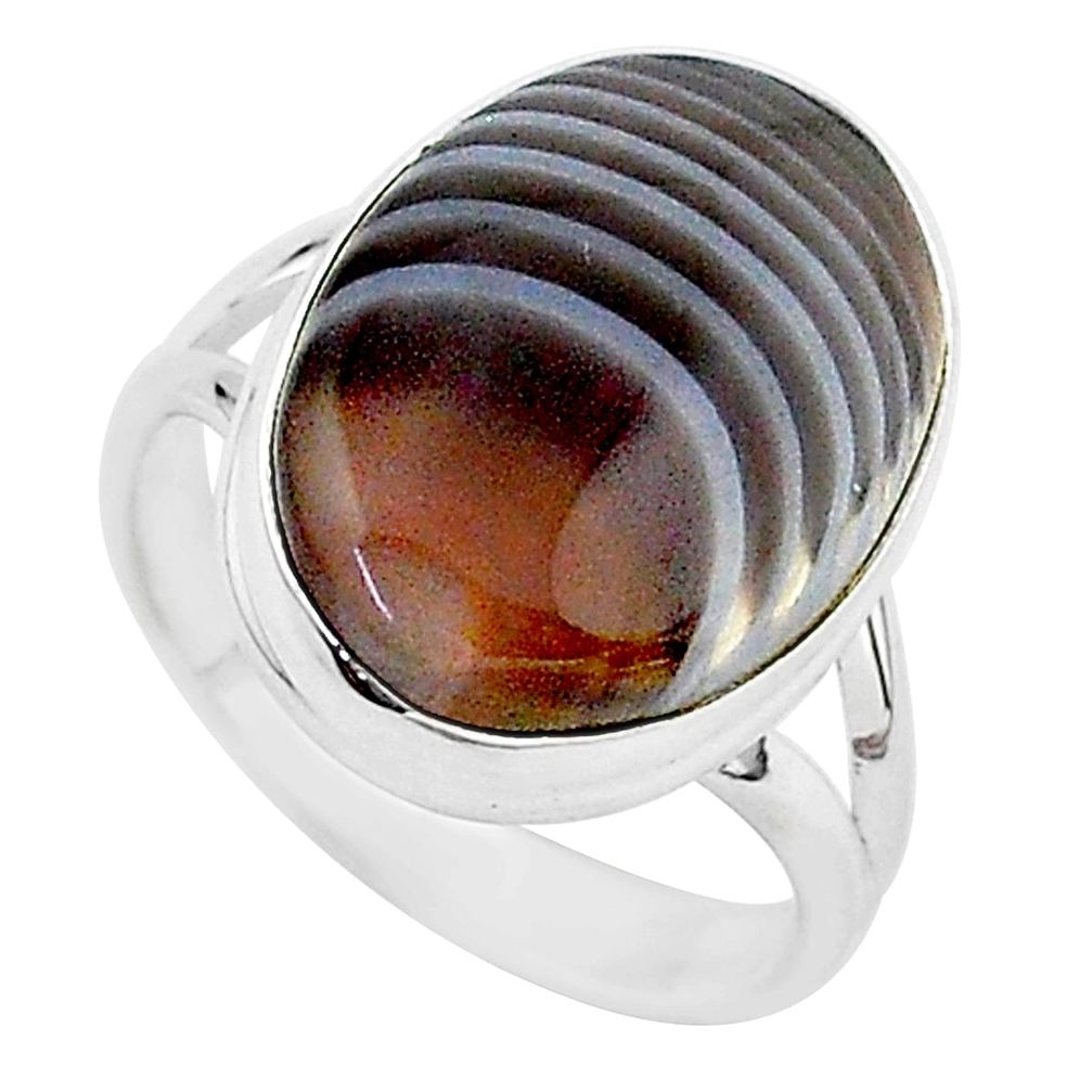 925 silver 13.96cts natural brown botswana agate solitaire ring size 8.5 r95778