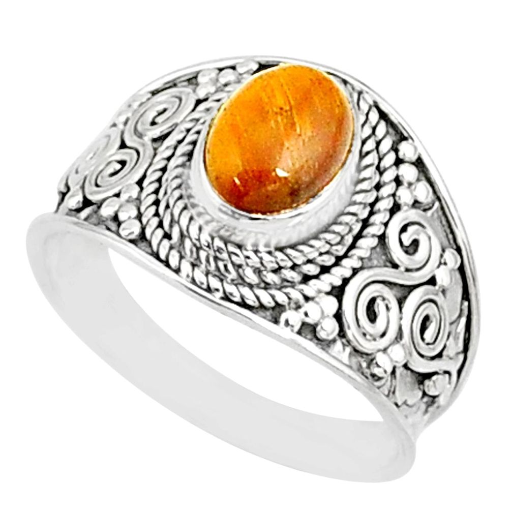 925 silver 2.01cts natural brown tiger's eye oval solitaire ring size 7.5 r81417